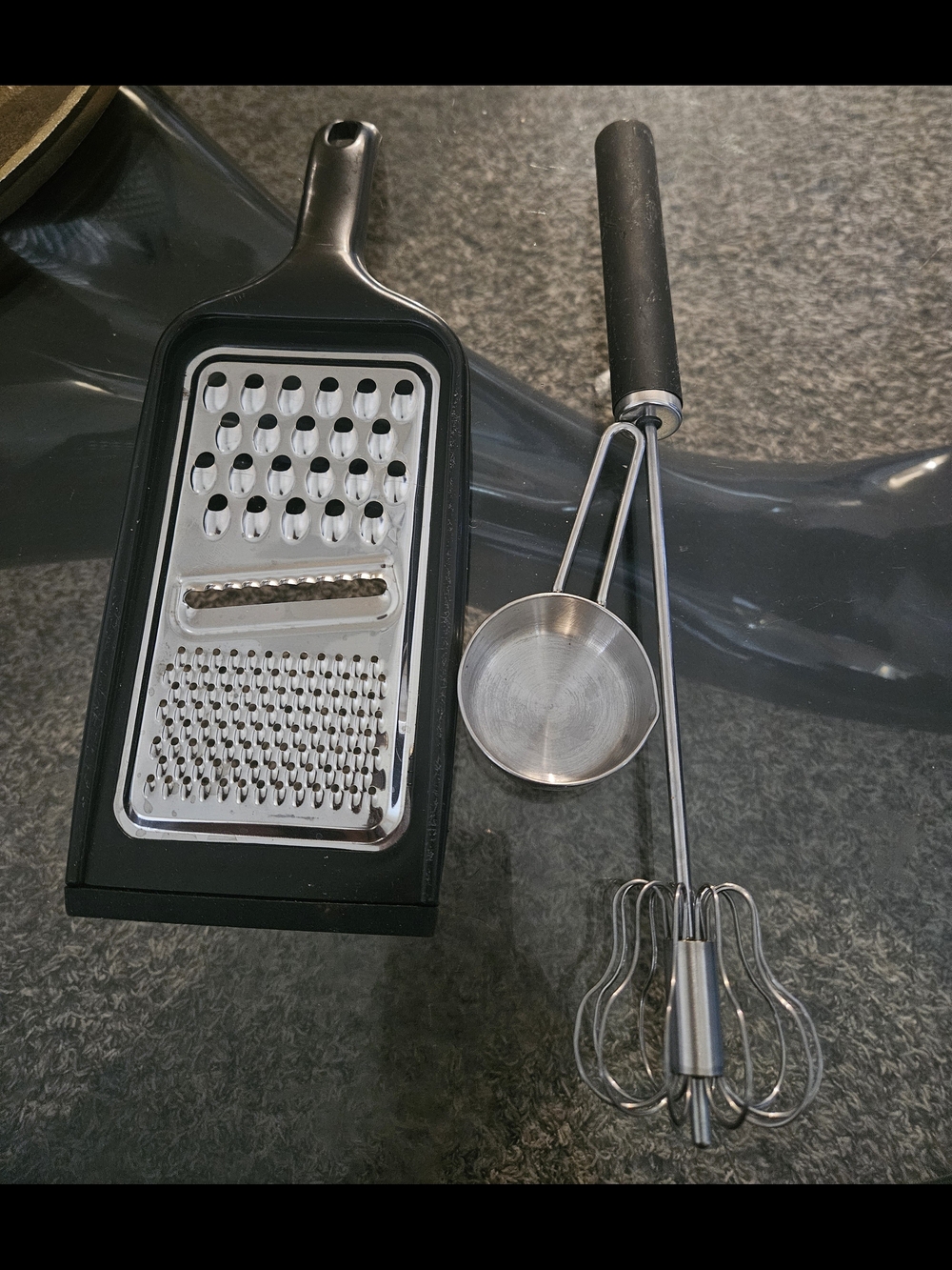 Black & Stainless Steel Kitchen Tool Set - Grater, Measuring Scoop & Hand Mixer